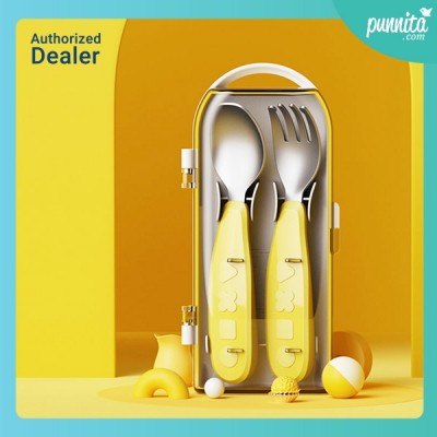 Octoto fork&Spoon set ชุดช้อนส้อมพกพา สี Yellow Butter